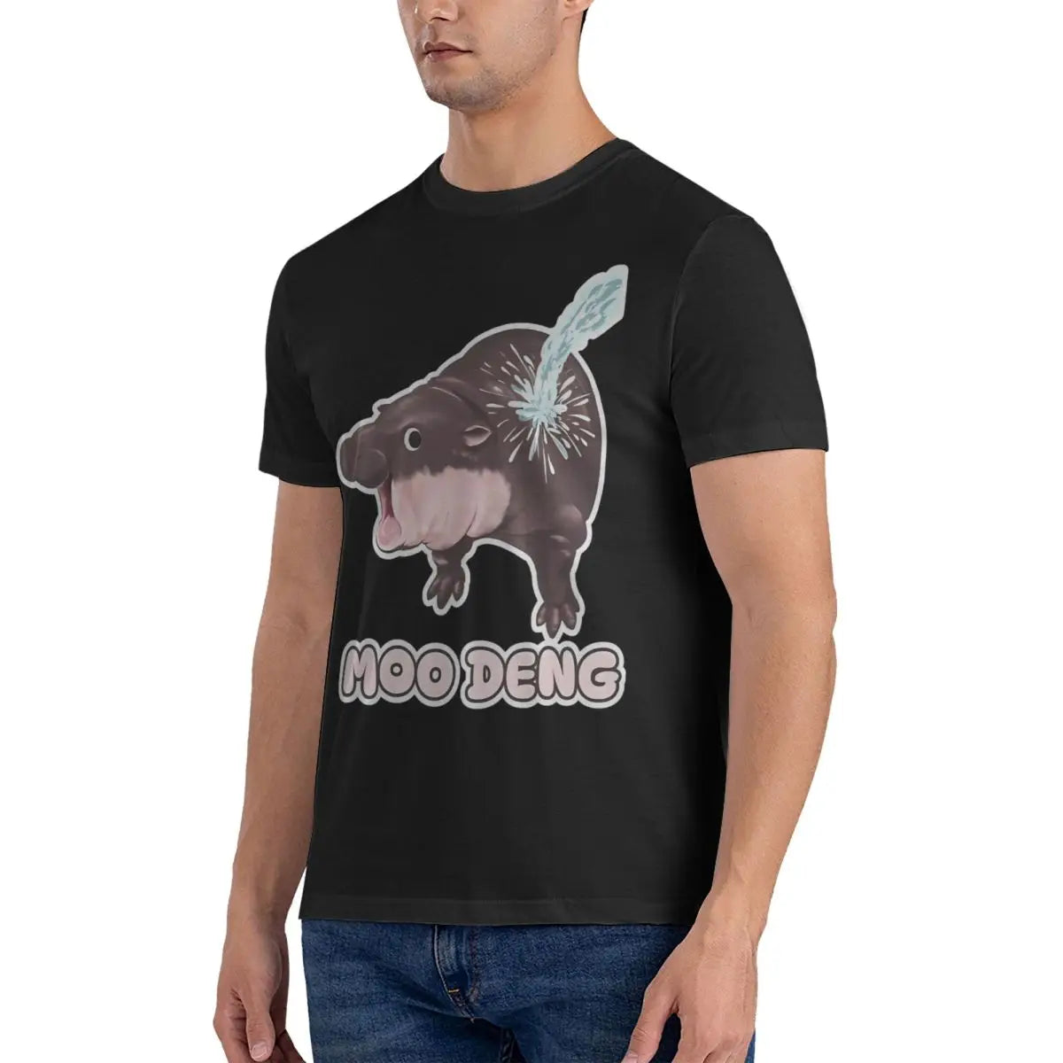 Awesome Cotton Crew Neck Short Sleeve Men Baby Hippo Gift Tee Shirt Moo Deng