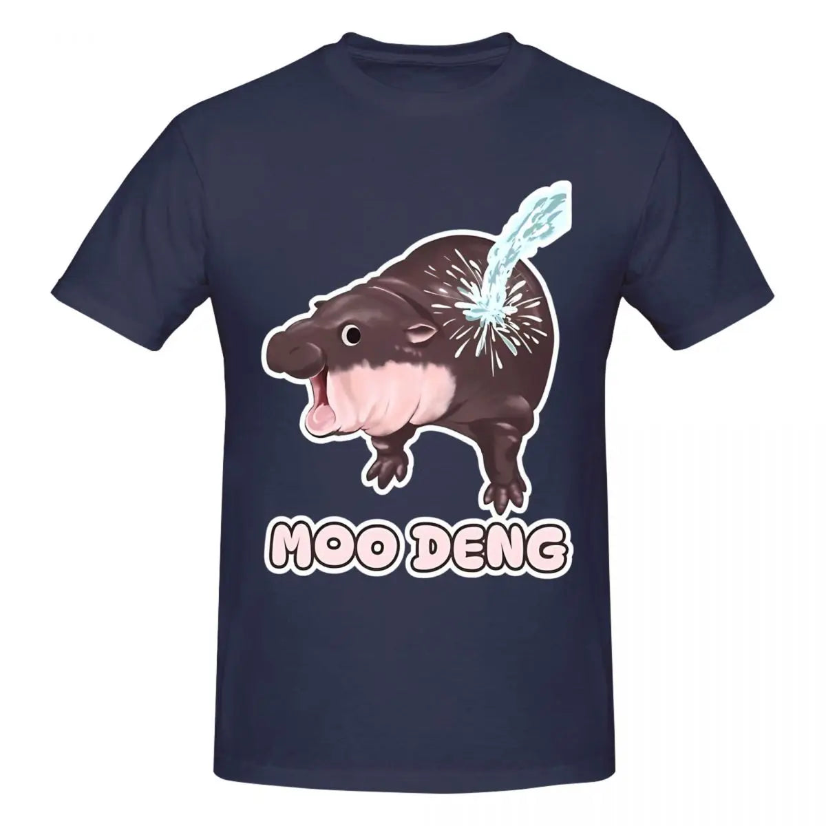 Awesome Cotton Crew Neck Short Sleeve Men Baby Hippo Gift Tee Shirt Moo Deng