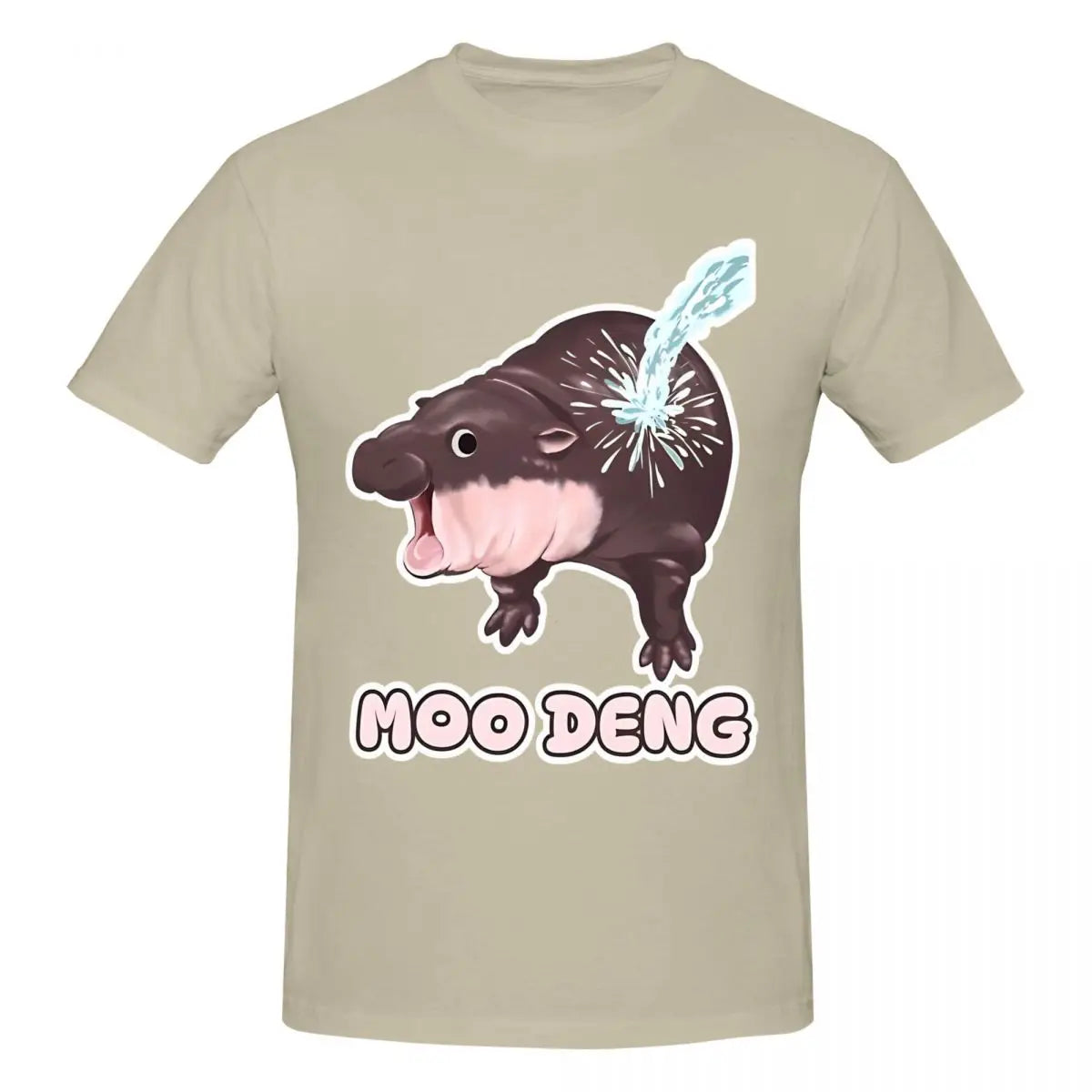 Awesome Cotton Crew Neck Short Sleeve Men Baby Hippo Gift Tee Shirt Moo Deng