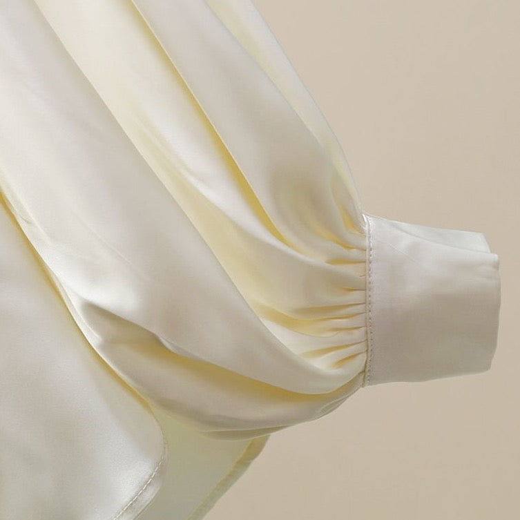 Moria Floral Embroidery Sheer Neck Blouse