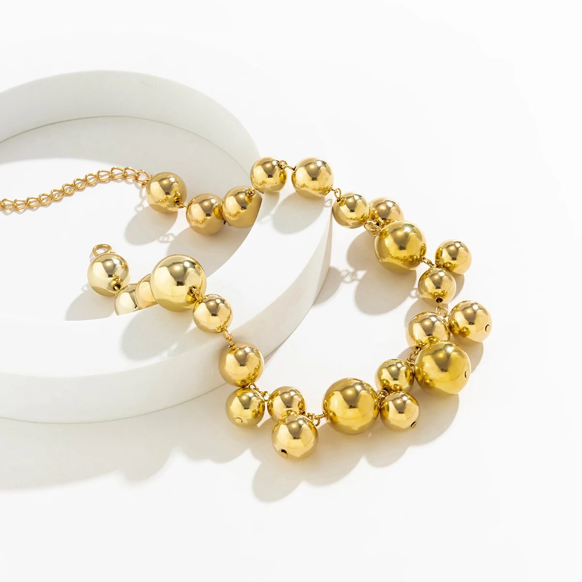Moya Metallic Ball Bead Bib Necklace