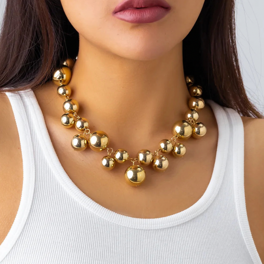 Moya Metallic Ball Bead Bib Necklace