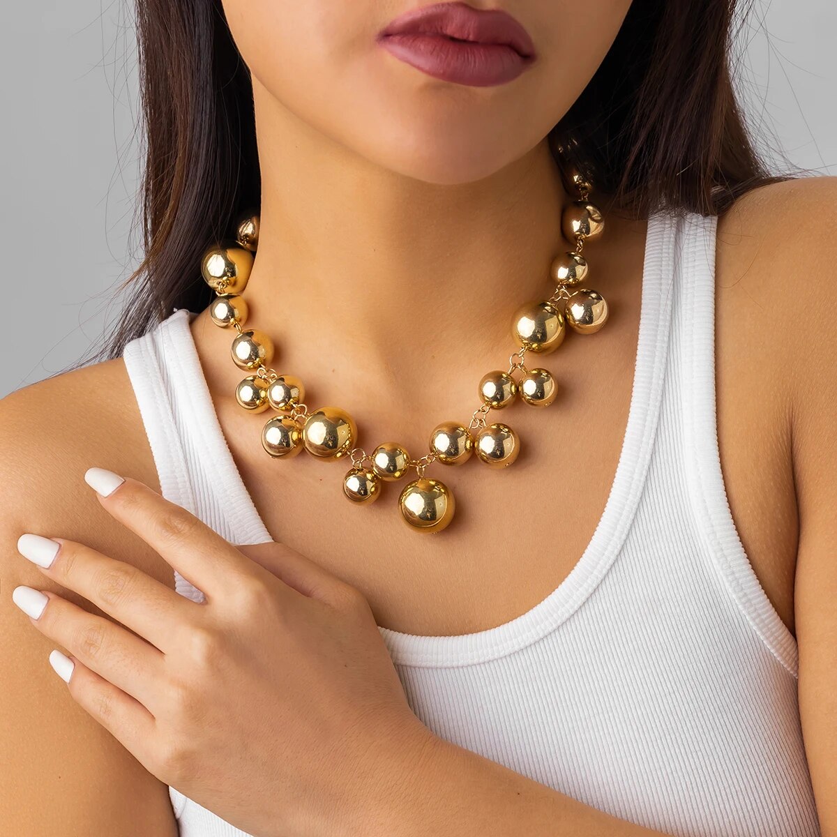Moya Metallic Ball Bead Bib Necklace