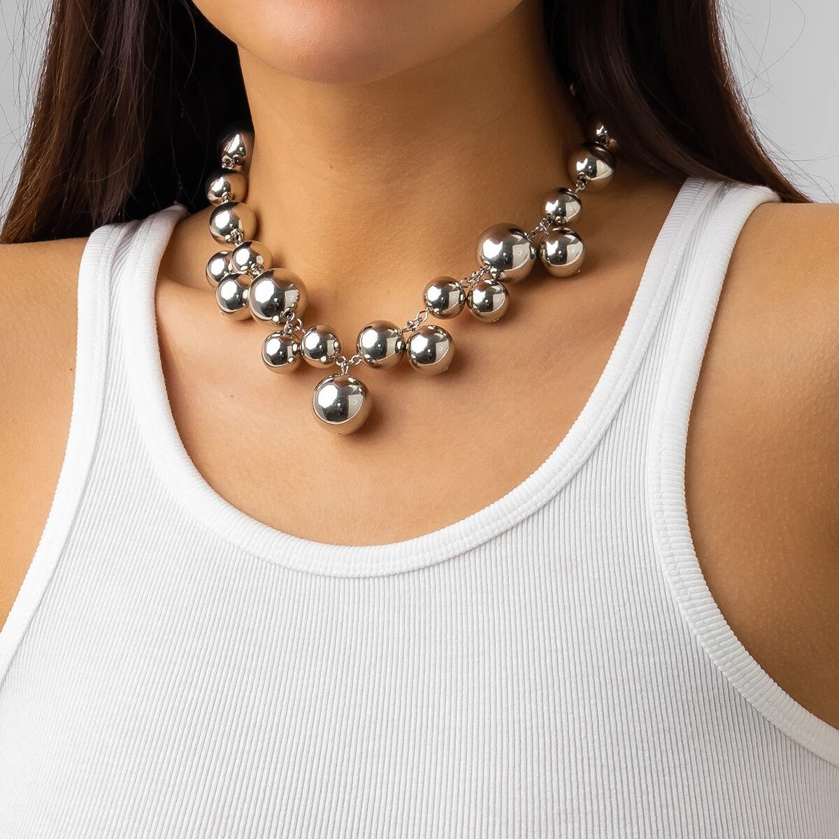 Moya Metallic Ball Bead Bib Necklace