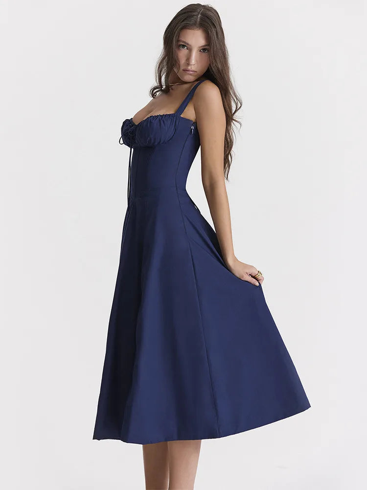 Elegant Lace-up High Split Long Lace Dress