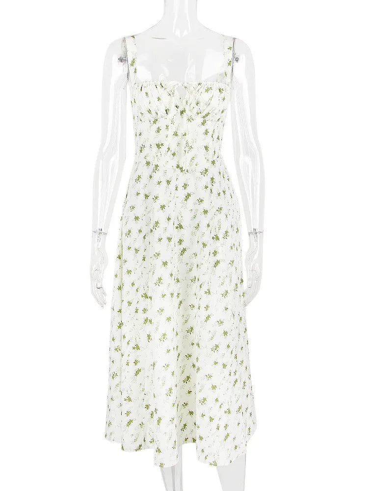 Elegant Lace-up High Split Long Lace Dress