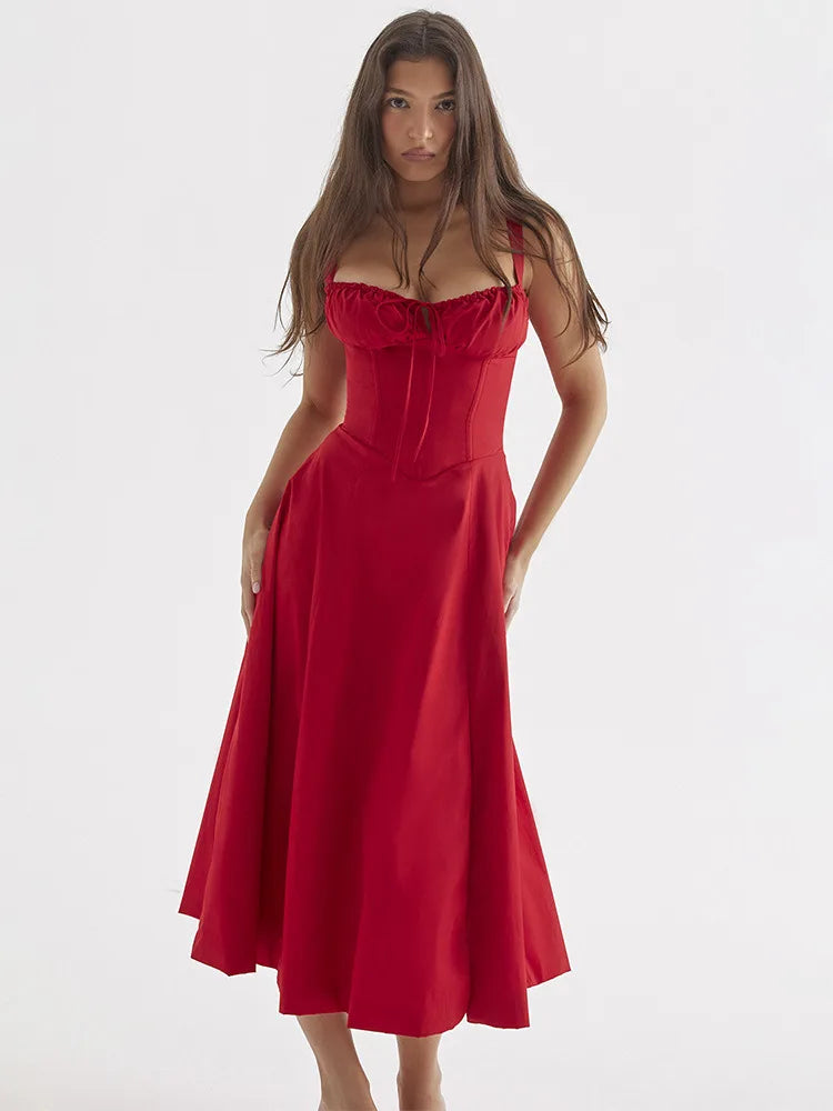 Elegant Lace-up High Split Long Lace Dress