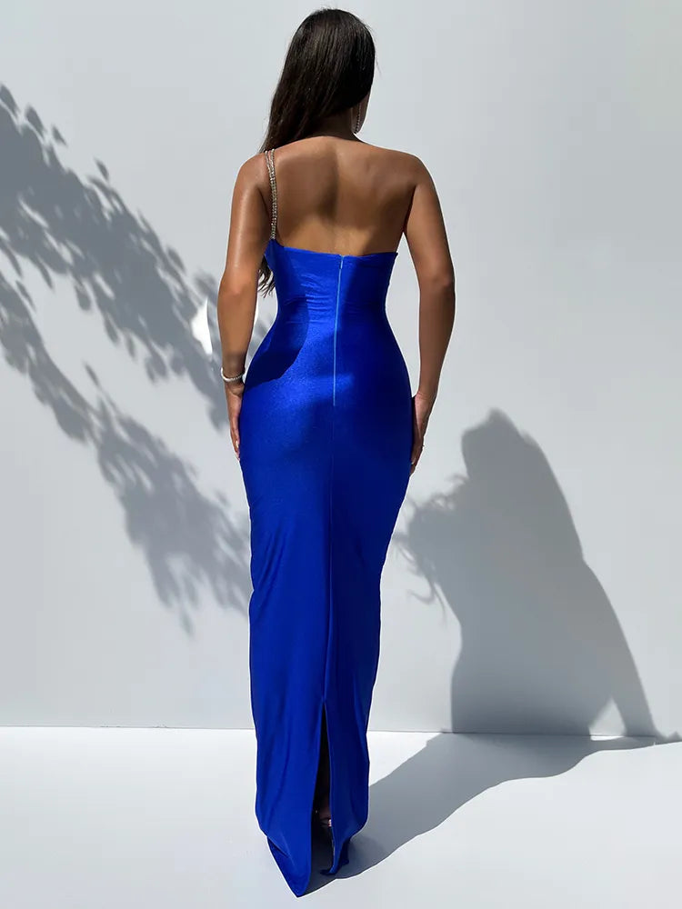 Fashion Off-Shoulder Sleeveless Gown Maxi Dress
