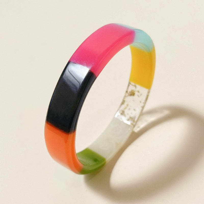 Multi Color Bangle Resin Bracelets - 3 Colors
