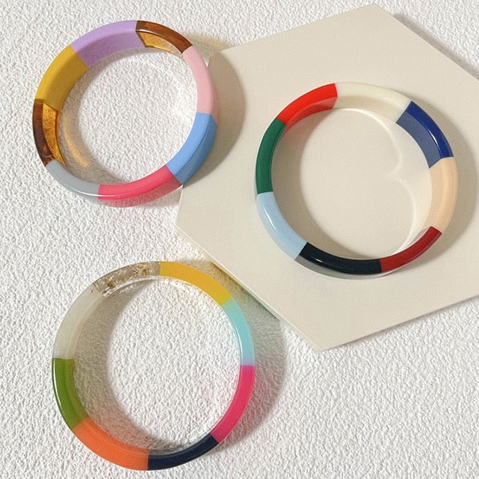 Multi Color Bangle Resin Bracelets - 3 Colors