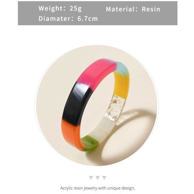 Multi Color Bangle Resin Bracelets - 3 Colors