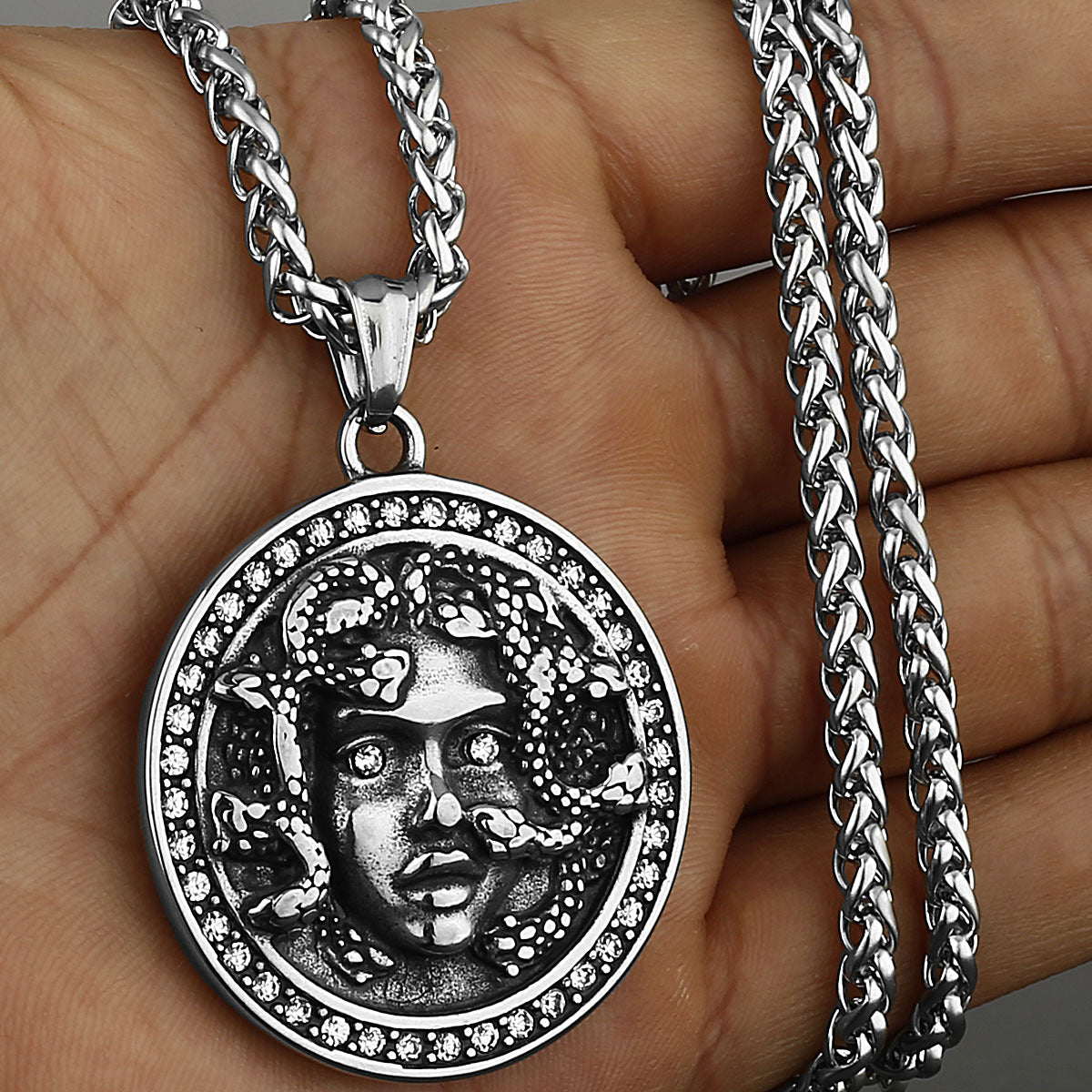 Mythical Snake Head Medusa Diamond Necklace