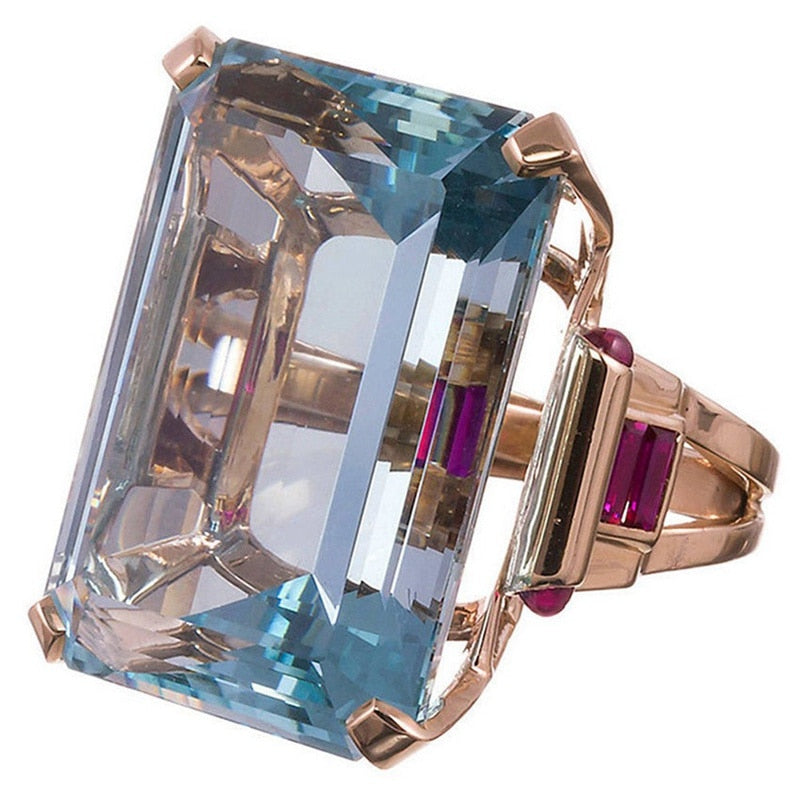 Naali Blue Cubic Cocktail Ring