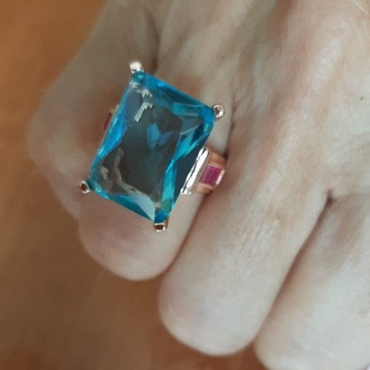 Naali Blue Cubic Cocktail Ring