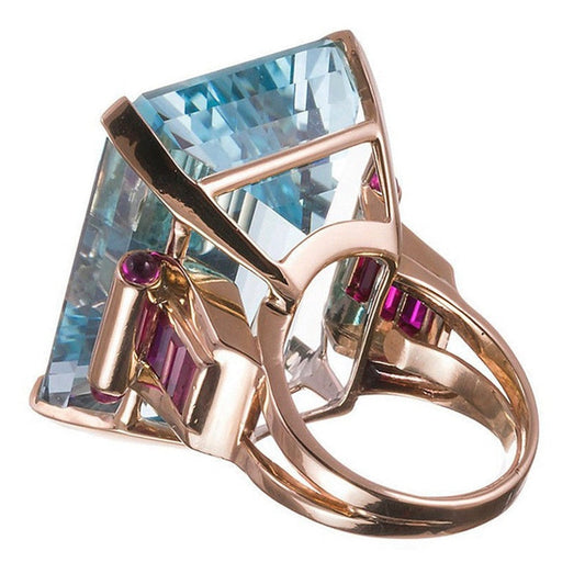 Naali Blue Cubic Cocktail Ring
