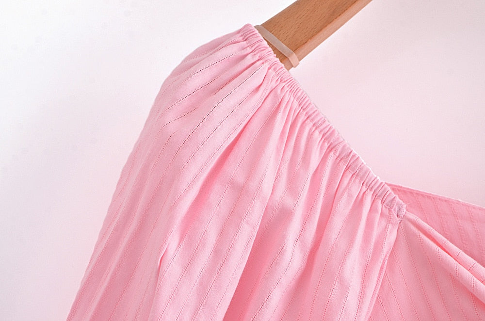 Nabie Back Bow Pink Baby Doll Mini Dress