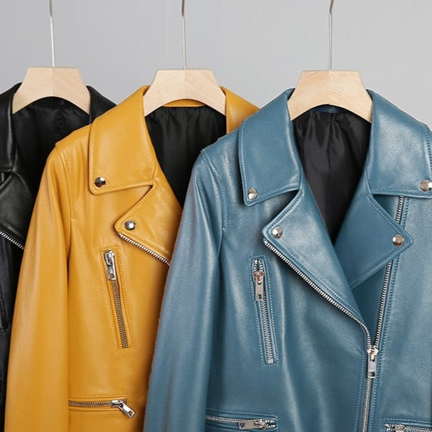 Nadia Faux Leather Biker Jacket - 3 Colors