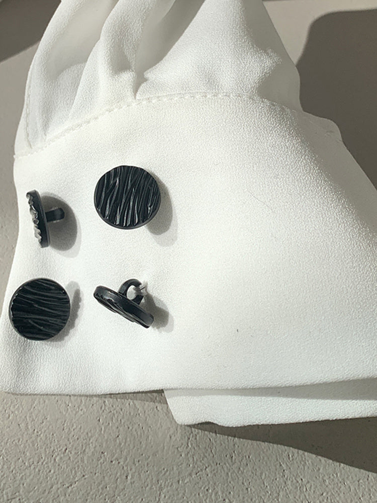 Nami Lantern Sleeve Blouse with Color Contrast Pleats