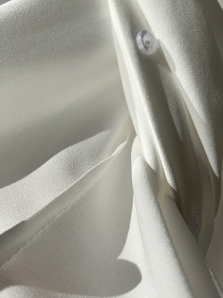 Nami Lantern Sleeve Blouse with Color Contrast Pleats