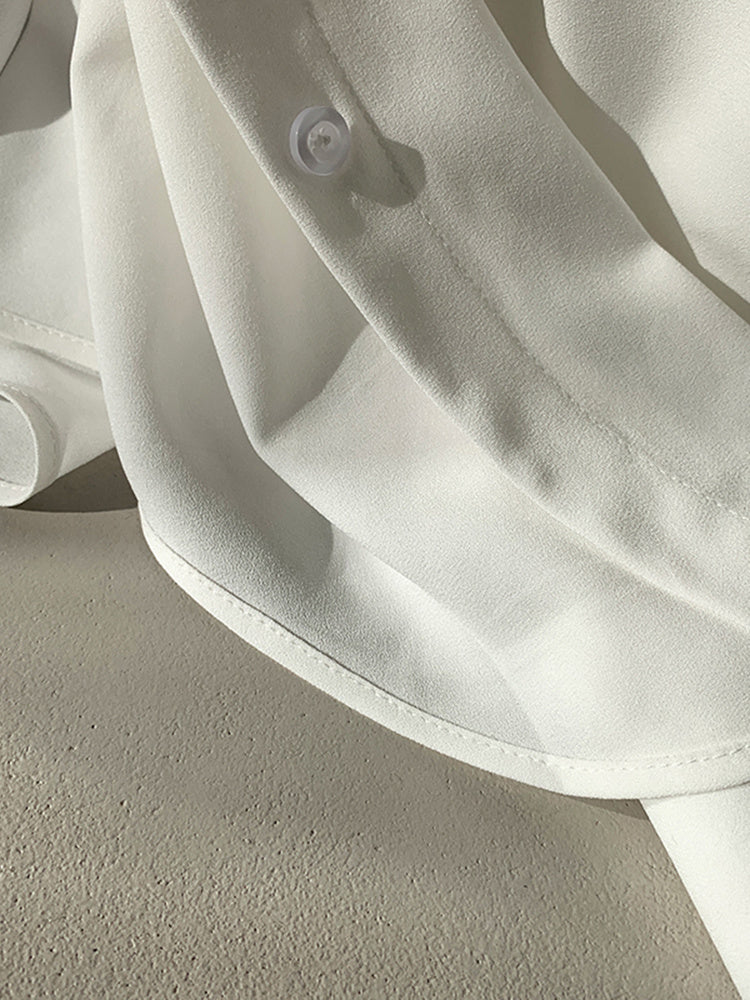 Nami Lantern Sleeve Blouse with Color Contrast Pleats