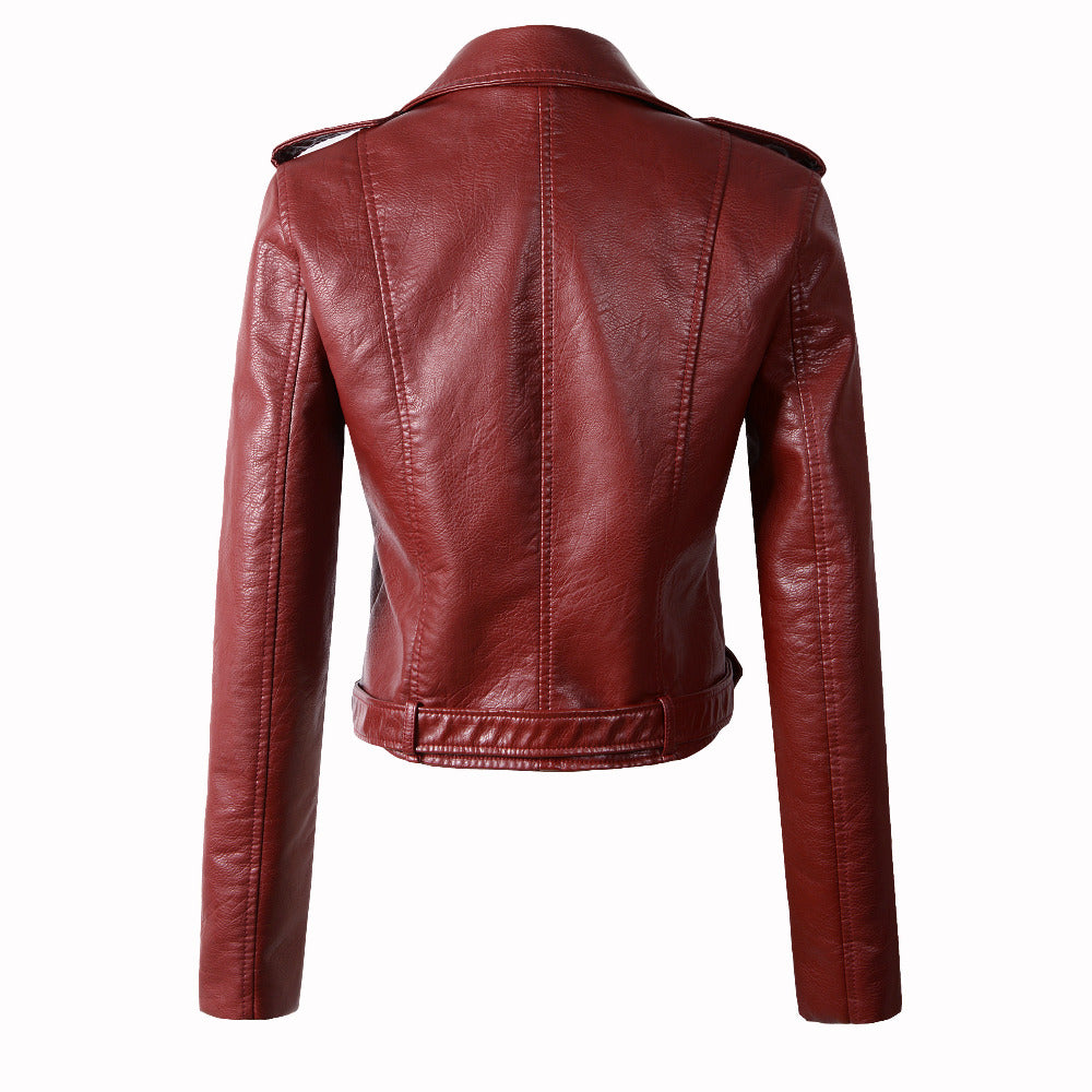 Natalie Faux Leather Cropped Motorcycle Jackets - 5 Colors
