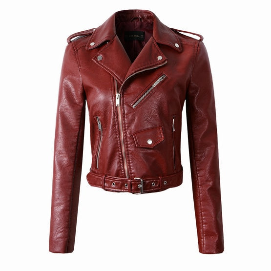 Natalie Faux Leather Cropped Motorcycle Jackets - 5 Colors