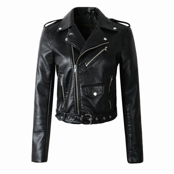 Natalie Faux Leather Cropped Motorcycle Jackets - 5 Colors