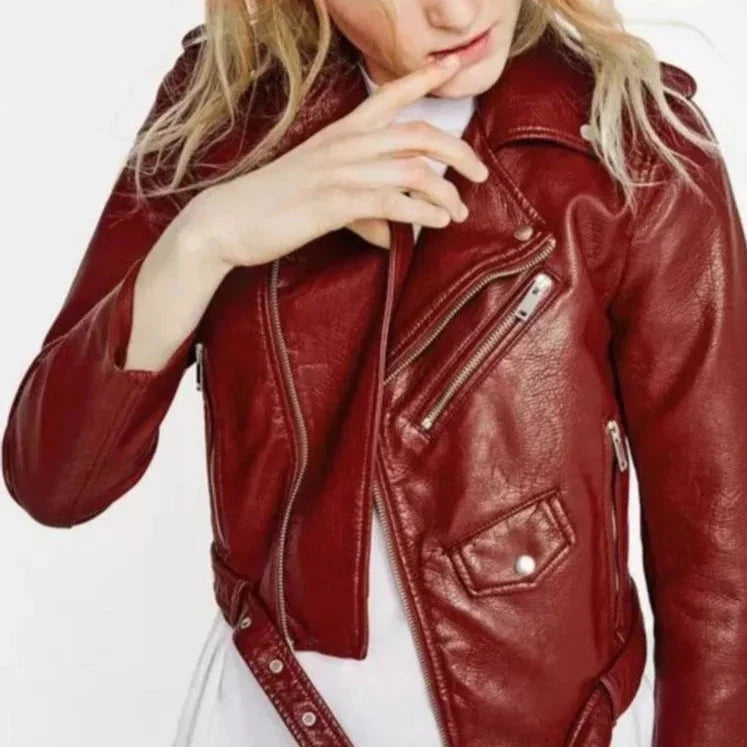 Natalie Faux Leather Cropped Motorcycle Jackets - 5 Colors
