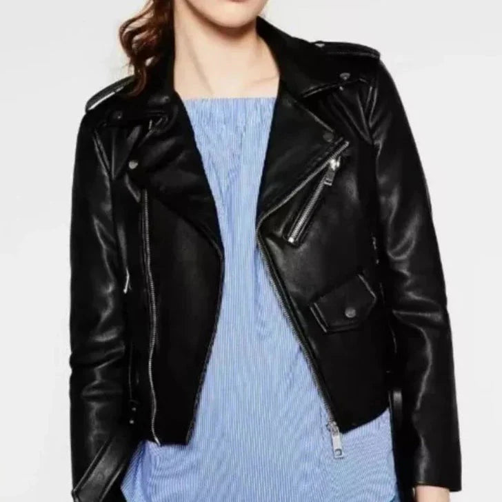 Natalie Faux Leather Cropped Motorcycle Jackets - 5 Colors