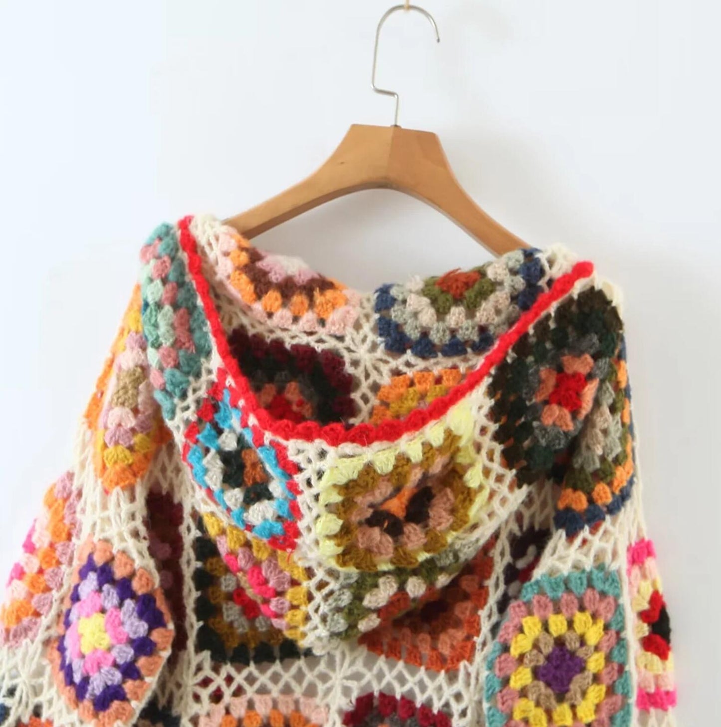 Nayla Bohemian Crochet Patchwork Hooded Cardigan