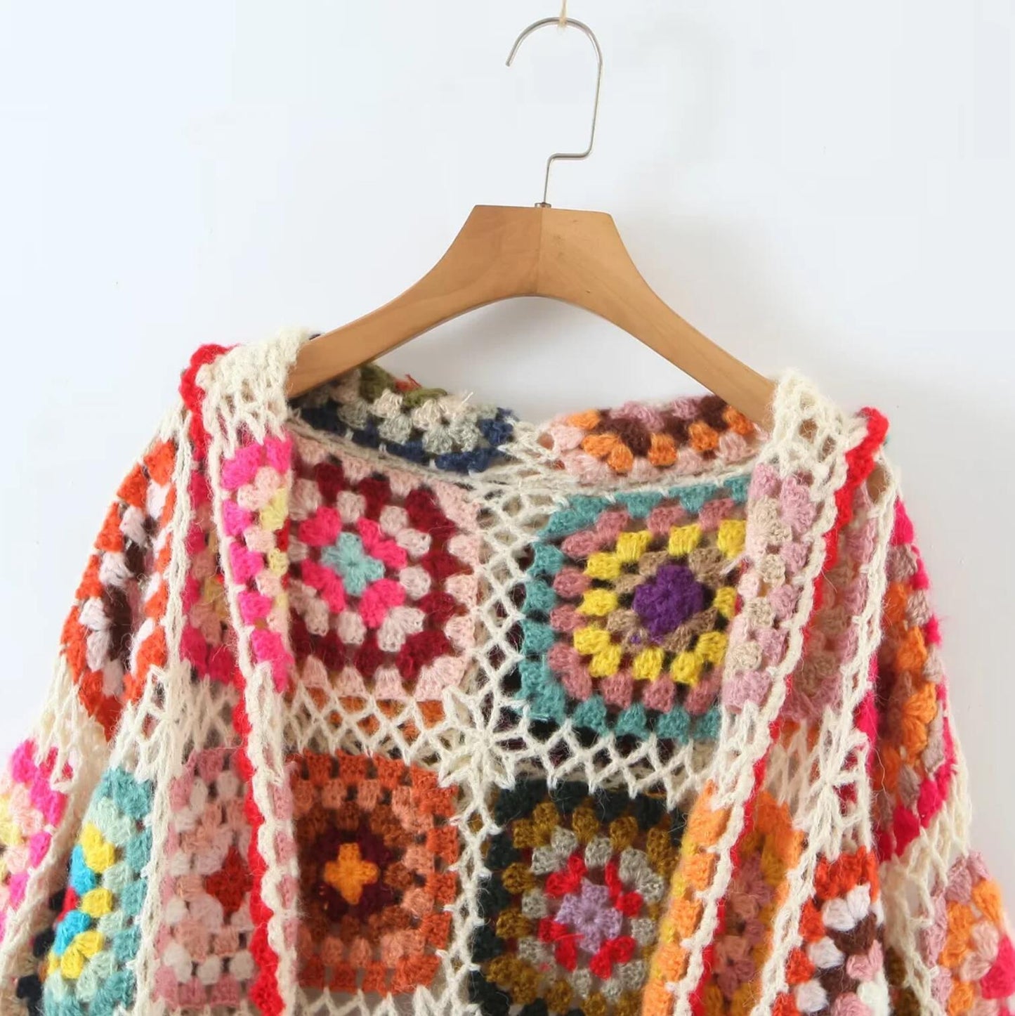 Nayla Bohemian Crochet Patchwork Hooded Cardigan