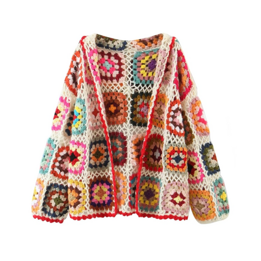 Nayla Bohemian Crochet Patchwork Hooded Cardigan