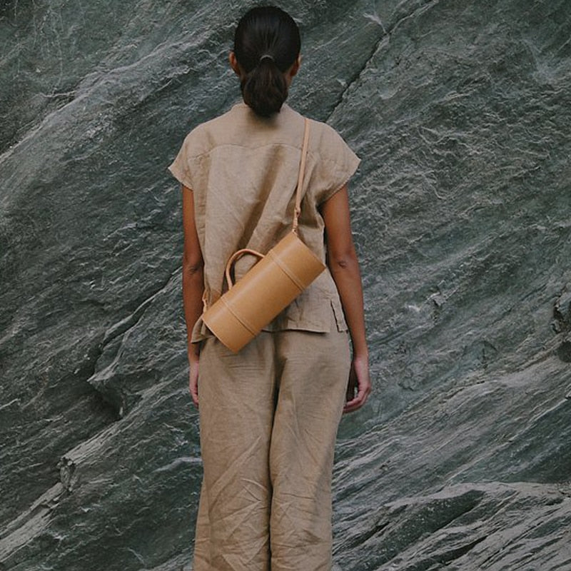 Ndari Cylinder Leather Barrel Bag