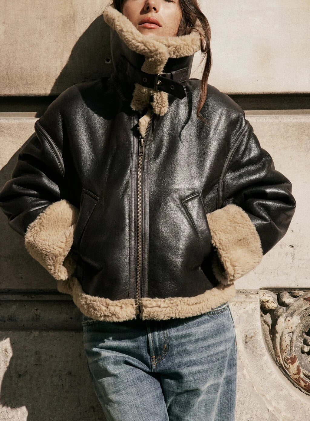 Nema Shearling Mustang Bomber Jacket