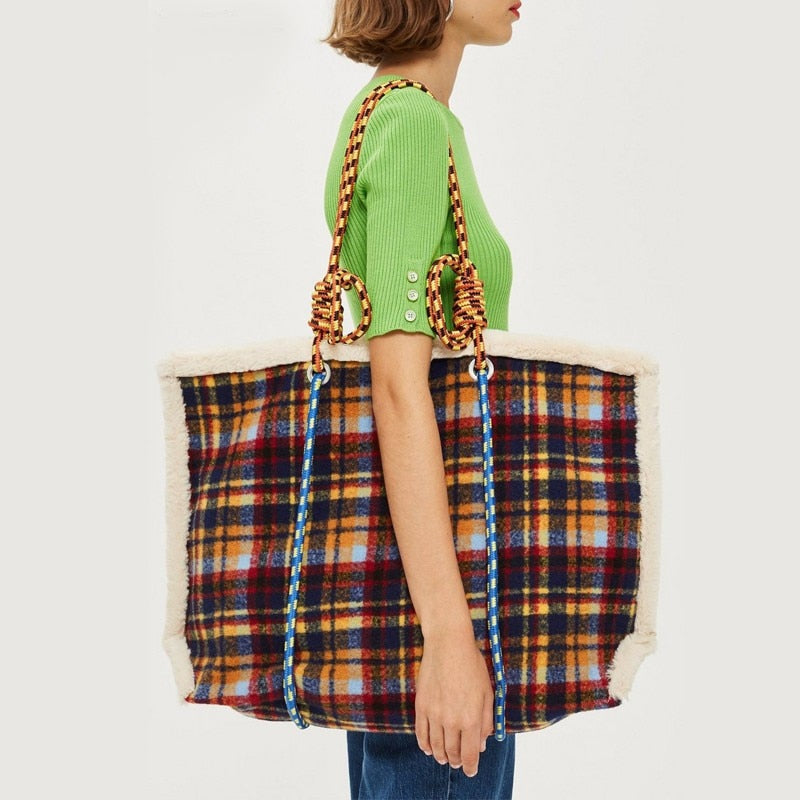 Nesma Ropework Jumbo Felt Tartan Totes