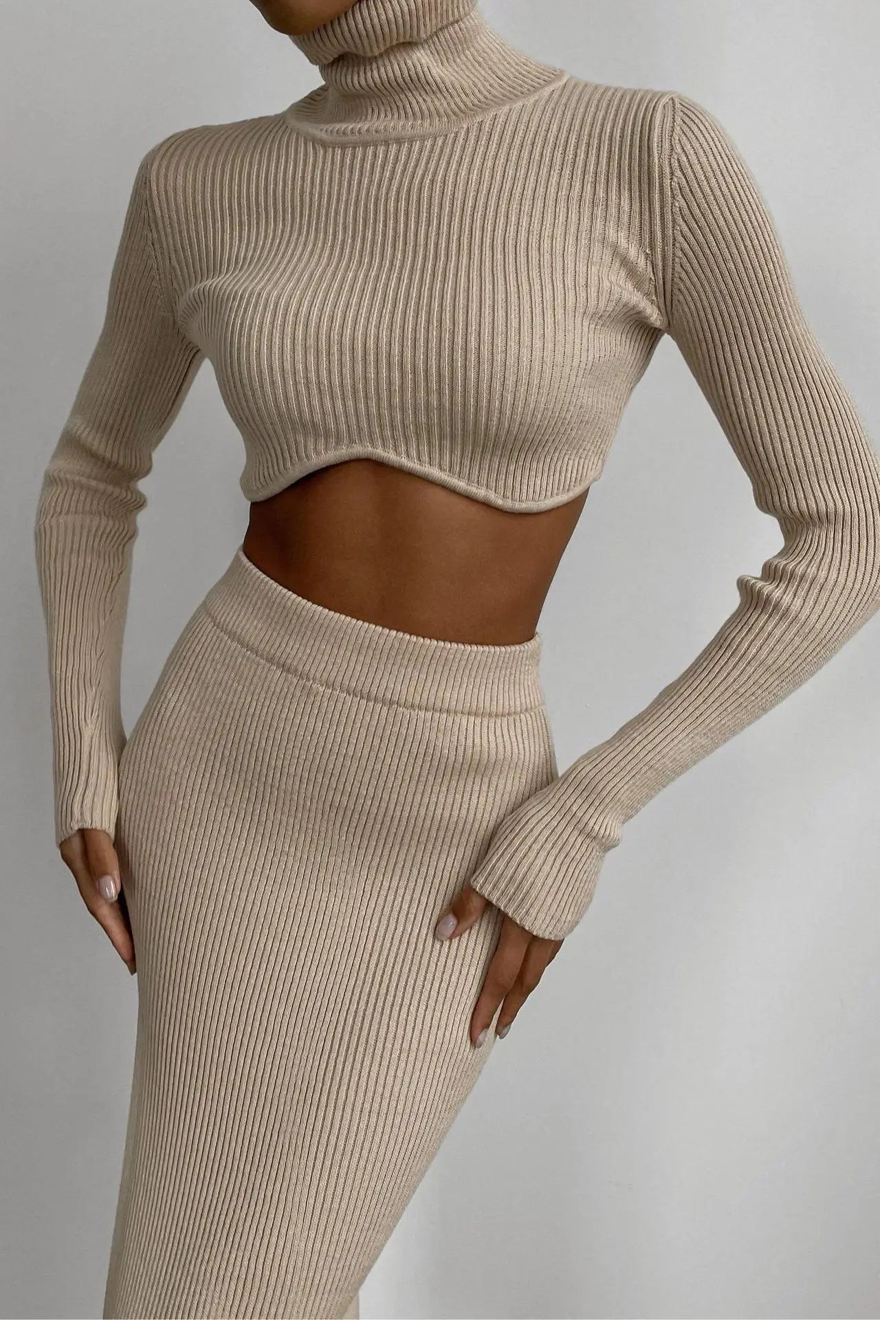 Autumn Winter Y2K Slim Knitted Set Skirt