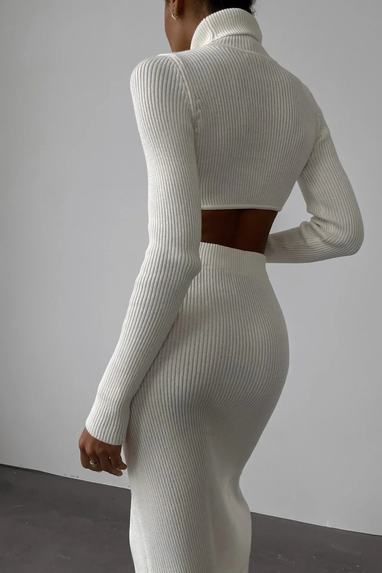 Autumn Winter Y2K Slim Knitted Set Skirt