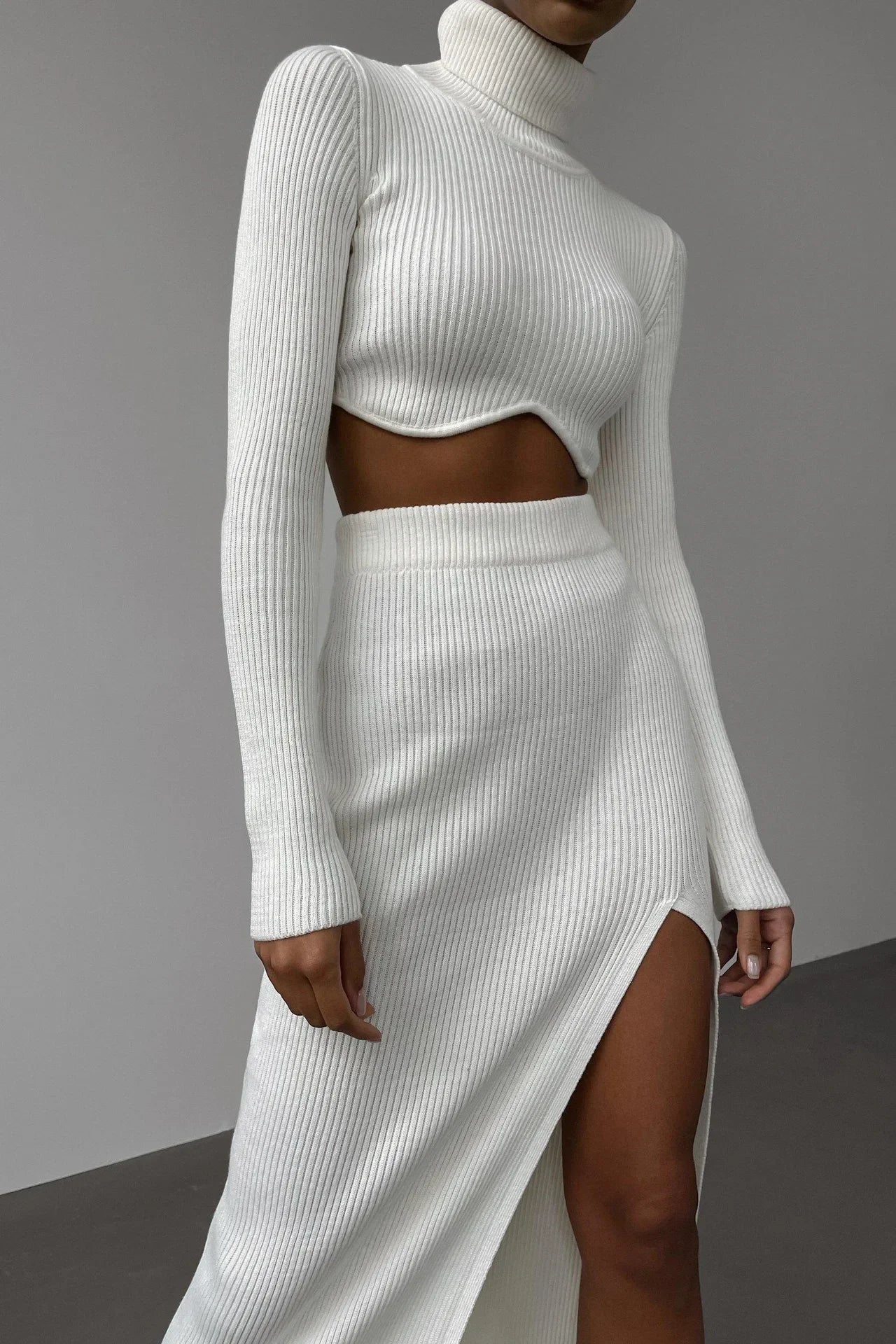 Autumn Winter Y2K Slim Knitted Set Skirt