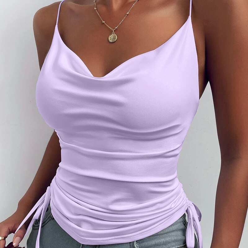 Satin Thin Solid Y2k Camis