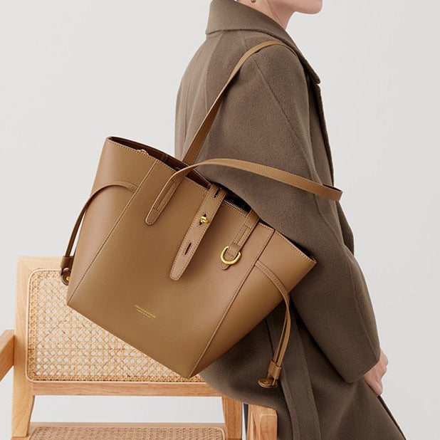 Niamh Elegant Trapezoid Belted Bucket Totes