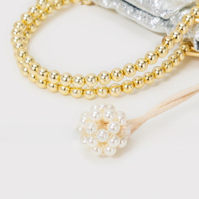 Nimue Pearl Beaded Golden Fan Evening Bag