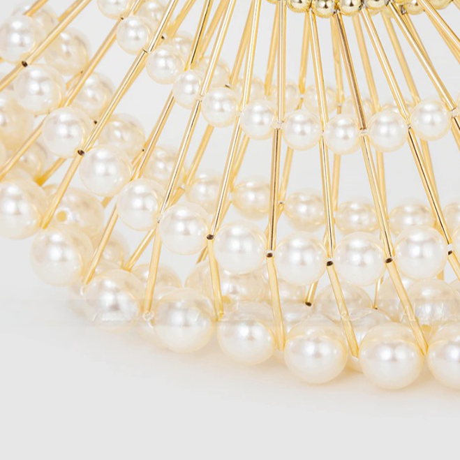 Nimue Pearl Beaded Golden Fan Evening Bag