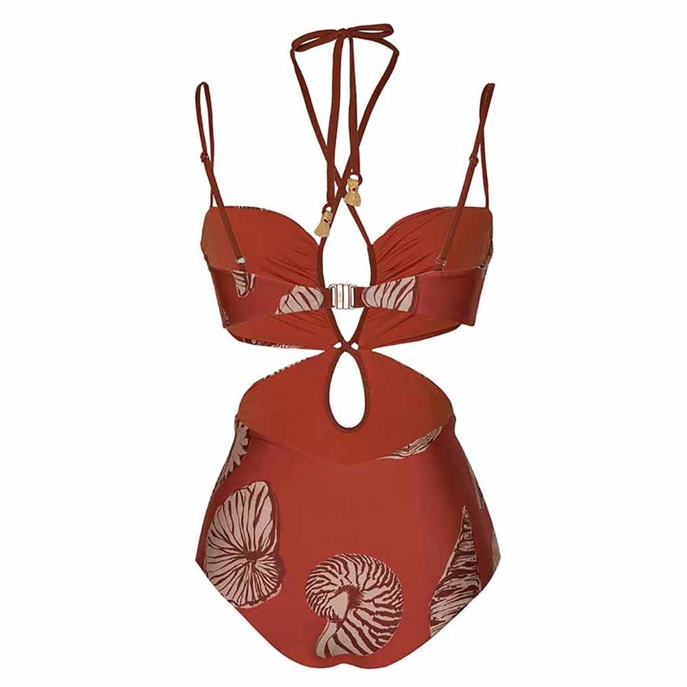 Nita Seashell Print Drawstring Bikini Swimsuits