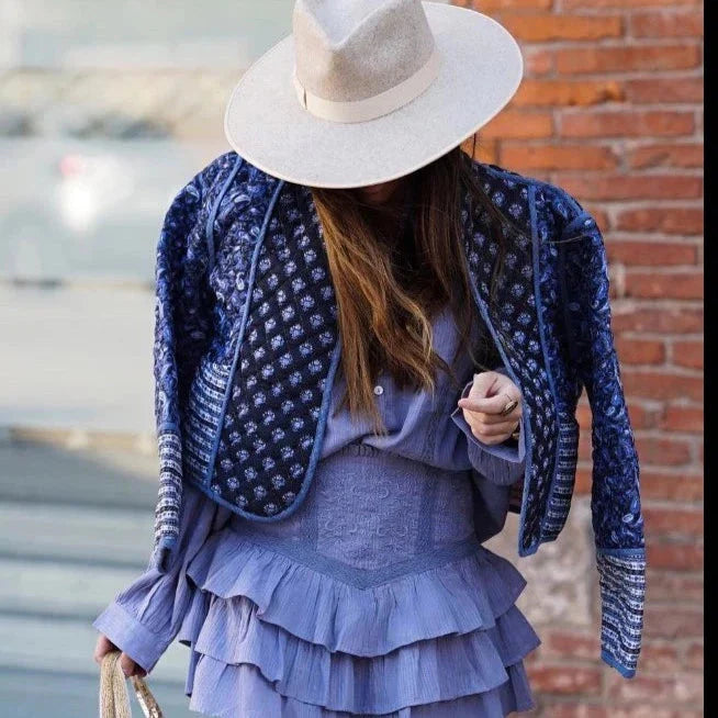 Nitah Bohemia Quilted Reversible Cropped Cotton Jacket