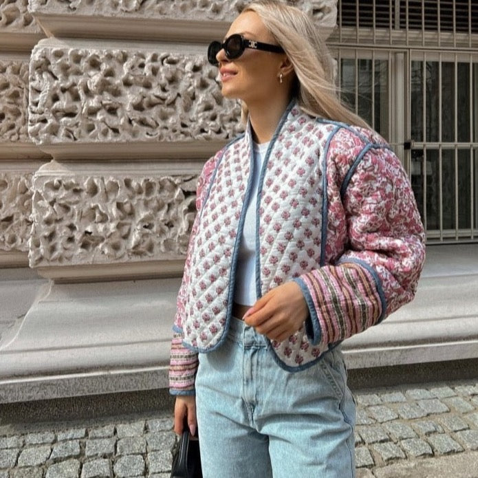 Nitah Bohemia Quilted Reversible Cropped Cotton Jacket
