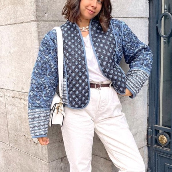 Nitah Bohemia Quilted Reversible Cropped Cotton Jacket