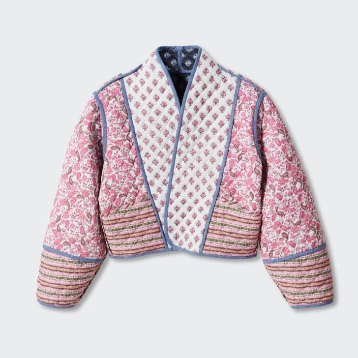 Nitah Bohemia Quilted Reversible Cropped Cotton Jacket
