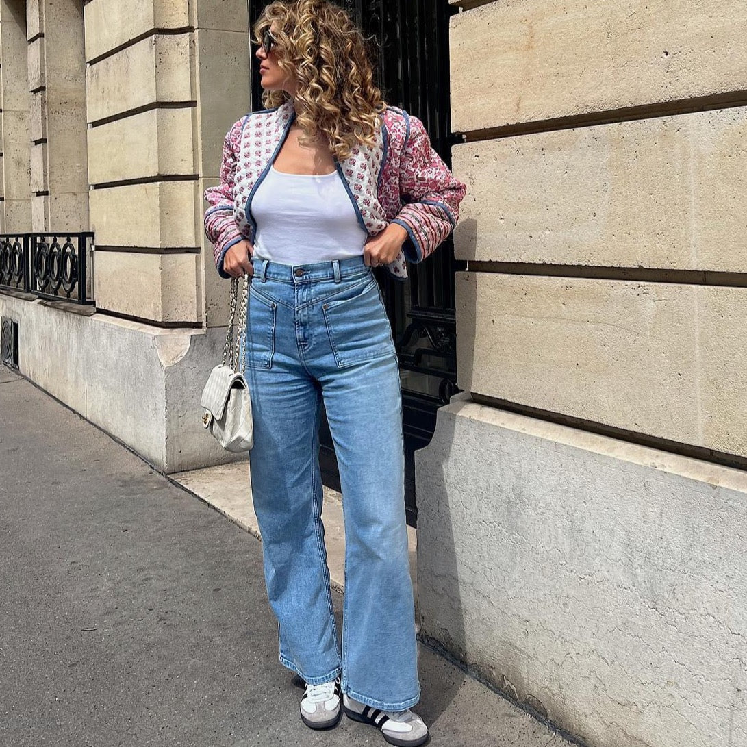 Nitah Bohemia Quilted Reversible Cropped Cotton Jacket