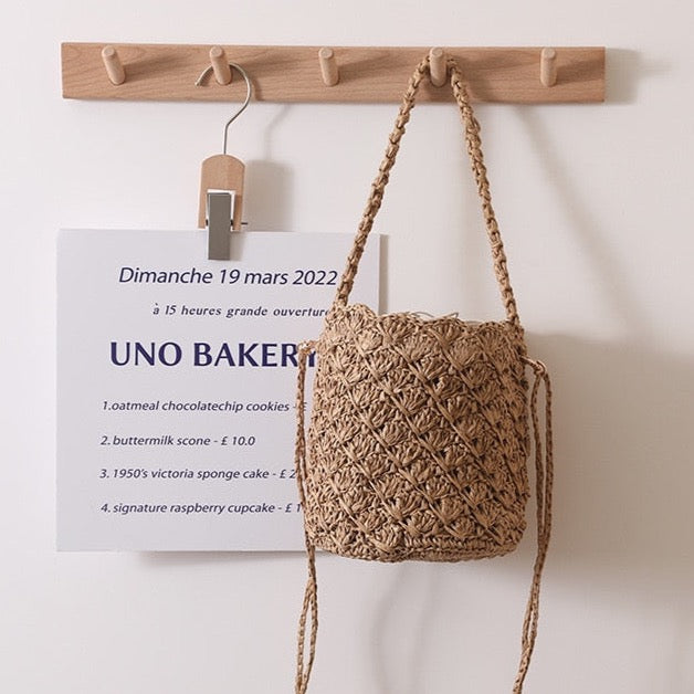 Niya Crochet Knit Straw Bucket Bags - 3 Colors