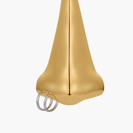 Nose & Lips Pearl and Gold Drop Earrings